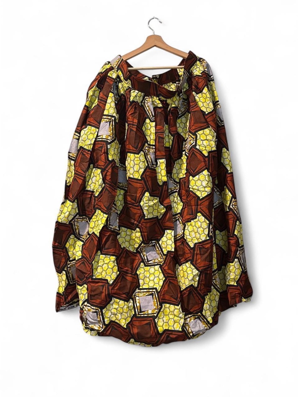 Printed Maxi Skirt in Yellow and Brown Ankara 2XL